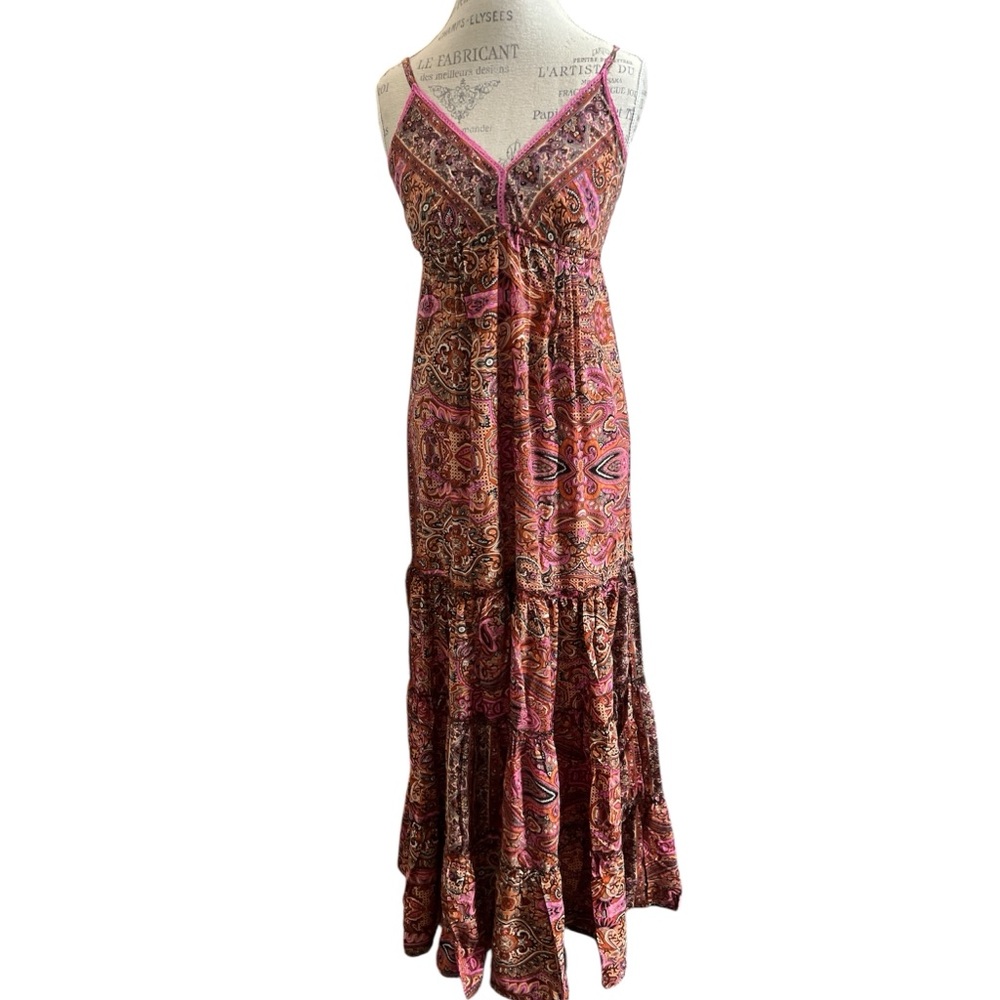 RAGA Pink and Brown Paisley Maxi Dress